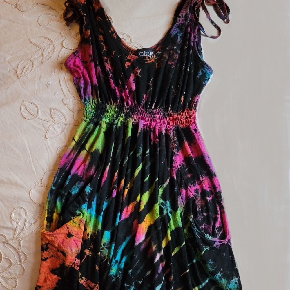Tie Dye Black Dress